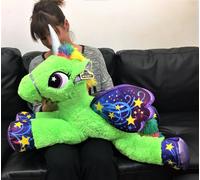 Grande Unicorno con Ali Cavallo Pony Verde Disteso Morbido Peluche 75 cm