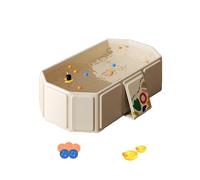Grande Vasca Da Bagno Pieghevole Per Bambini, Vasca Da Bagno Per Bambini Di 27 * 29 * 9 Pollici Con Tappo Di Scarico, Include 2 Anatre, 5 Palline, Lavandino Doccia Beige
