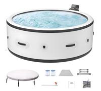 Grande Vasca Idromassaggio per 4-6 Persone, Set Spa a Bolle Massaggianti Gonfiabile e Portatile per Esterno, con 180 Gettoni ad Aria e Copertura Termica, per Famiglia in Terrazza e Giardino L