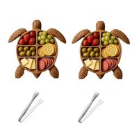 Grande vassoio da portata in legno per formaggi, frutta e snack, tagliere per salumi a forma di polpo unico per feste, regali, decorazione per la casa (due tartarughe)