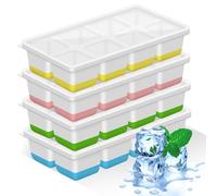 Grande vassoio per ghiaccio,4 pezzi stampo per ghiaccio,vassoio per cubetti di ghiaccio in silicone con coperchio per Whisky,Cocktail,Birra,Vino,Bevande refrigerate,Senza BPA, impilabile