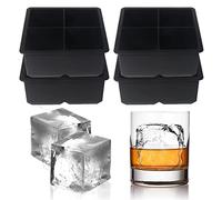 Grande vassoio quadrato per cubetti di ghiaccio - Big Block Ice Cube 6,5 pollici, stampo per cubetti di ghiaccio per whisky e cocktail, per uso alimentare (vassoio nero 4)