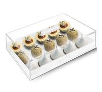 Grande vassoio rettangolare per torte in acrilico, multifunzionale, rettangolare, con coperchio trasparente, supporto per dessert per feste, casa, cucina, alzata per tè pomeridiano (29 x 11,94 x 39 cm