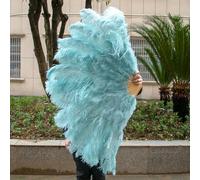 Grande ventaglio di piume di struzzo 100 cm 130 cm pieghevole 13 ventagli di piume di osso per carnevale spettacolo teatrale ballerino che tiene il ventaglio - azzurro - 100 cm 2 pezzi
