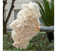 Grande ventaglio di piume di struzzo 100 cm 130 cm pieghevole 13 ventagli di piume di osso per carnevale spettacolo teatrale ballerino che tiene il ventaglio-47 cachi scuro-130 cm 1 pz