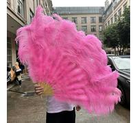 Grande ventaglio di piume di struzzo 100 cm 130 cm pieghevole 13 ventagli di piume di osso per carnevale spettacolo teatrale ballerino che tiene il ventaglio - rosa scuro - 100 cm 1 pz