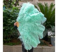 Grande ventaglio di piume di struzzo 100 cm 130 cm pieghevole 13 ventagli di piume di osso per carnevale spettacolo teatrale ballerino che tiene il ventaglio - verde menta - 100 cm 1 pz