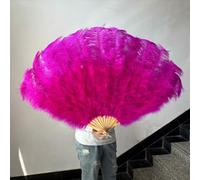 Grande ventaglio di piume di struzzo 100 cm 130 cm pieghevole 13 ventagli di piume di osso per carnevale spettacolo teatrale ballerino che tiene il ventaglio-rosa rossa-100 cm 1 pz