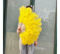 Grande ventaglio di piume di struzzo 100 cm 130 cm pieghevole 13 ventagli di piume di osso per carnevale spettacolo teatrale ballerino che tiene il ventaglio-giallo-130 cm 1 pz