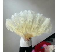 Grande ventaglio di piume di struzzo 100 cm 130 cm pieghevole 13 ventagli di piume di osso per carnevale spettacolo teatrale ballerino che tiene il ventaglio-beige-130 cm 1 pz