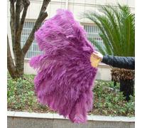Grande ventaglio di piume di struzzo 100 cm 130 cm pieghevole 13 ventagli di piume di osso per carnevale spettacolo teatrale ballerino che tiene il ventaglio-44 viola rossastro-130 cm 1 pz