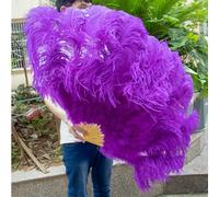 Grande ventaglio di piume di struzzo 100 cm 130 cm pieghevole 13 ventagli di piume di osso per carnevale spettacolo teatrale ballerino che tiene il ventaglio-15 viola-130 cm 1 pz