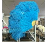 Grande ventaglio di piume di struzzo bianche 70 cm/100 cm 1 pezzo/1 paio per burlesque, danza, spettacoli sul palco, accessori per feste di matrimonio - blu lago - 70 cm 1 paio 2 pezzi