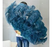 Grande ventaglio di piume di struzzo da 100 cm e 130 cm, pieghevole, con 13 ossi, per carnevale, spettacoli teatrali, ballerini che tengono il ventaglio, blu navy, 100 cm, 1 pezzo