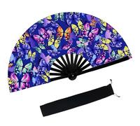 Grande Ventaglio UV Glow Ventaglio pieghevole a mano Clack Ventagli di Bambù, Hand Fan, per Drag Queen, EDM, Festival di Musica, Feste