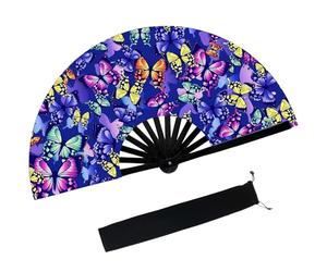 Grande Ventaglio UV Glow Ventaglio pieghevole a mano Clack Ventagli di Bambù, Hand Fan, per Drag Queen, EDM, Festival di Musica, Feste