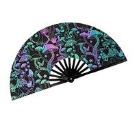 Grande ventilatore pieghevole a mano riflettente arcobaleno olografico per festival leggero e prestazioni C7R6 e