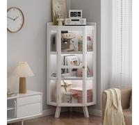 Grande vetrina in vetro bianco, vetrina Curio, libreria alta con ante, soluzione elegante per oggetti da collezione, vetrina moderna per la casa