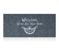 Grande zerbino anteriore, antiscivolo Welcome We're All Mad Here, per interni ed esterni, 45 x 120 cm, grigio