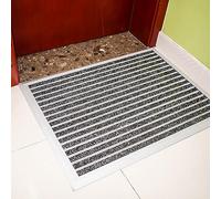 Grande zerbino per esterni - tappetino di benvenuto in alluminio e raschietto per scarpe 60 x 40 cm (nero) - facile da pulire perfetto per l'ingresso di casa, design durevole ed elegante