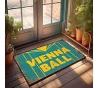Grande zerbino per ingresso esterno, poster vintage con palla di Vienna con motivo a rammendo, grande tappeto per esterni, divertente zerbino per esterni (65 x 90 cm)