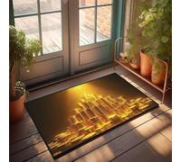 Grande zerbino per interni con monete dorate ammucchiate in alto sotto la luce intensa, zerbino per portico anteriore, decorazione autunnale per la casa da solo (50 x 80 cm)