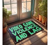 Grande zerbino per interni e ingresso con videogiochi, motivo: violenza e ritardo spiegato, zerbino per bar, decorazione per bar (65 x 90 cm)