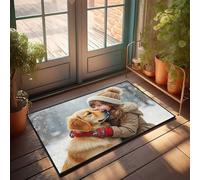 Grande zerbino per interni ingresso bambino e cane nel paese delle meraviglie invernale zerbino zerbino tappeto decorazione bar (50 x 80 cm)