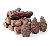 Grandhom Ceppi per caminetto a gas, set di 10 pezzi di ceppi decorativi in ceramica per inserti a gas da interno e da esterno, caminetti ventilati, senza ventilazione, elettrici e a etanolo