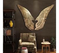 Grandi ali d'angelo 3D, decorazione da parete in metallo da appendere, per casa, camera da letto, soggiorno, giardino