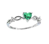 Grandi Anelli Al Naso La Novia Sortija Anillo De Mujer De Dedo Corazón A Circonio Forma Romántico Moda Joyería De Cumpleaños Con Piedra Con Rings Anello Di Crostata (Green, 6)