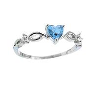 Grandi Anelli Al Naso La Novia Sortija Anillo De Mujer De Dedo Corazón A Circonio Forma Romántico Moda Joyería De Cumpleaños Con Piedra Con Rings Anello Di Crostata (Blue, 5)