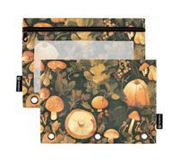 Grandi astucci con cerniera con finestra trasparente oro vegetale_2 astuccio grande capacità astuccio 3 anelli per ufficio scuola forniture cosmetici multicolore 2 pezzi