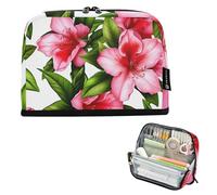 Grandi astucci per matite con cerniera astuccio per matite per ragazze adolescenti astuccio per penne ragazzo divertente bambini rientro a scuola forniture organizer dipinto fiori azalea rosa