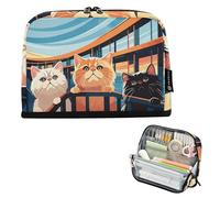 Grandi astucci per matite con cerniera, astuccio per matite per ragazze adolescenti, penne, organizer per ufficio, forniture per il rientro a scuola, gatti carini