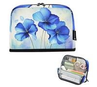 Grandi astucci per matite con cerniera, con fiori blu acquerello, borse per matite carine per penne e pennarelli, per ragazze, arte animale, università, scuola preppy, forniture per ufficio
