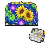 Grandi astucci per matite con cerniera, girasoli, gloria del mattino, astuccio per matite carino per ragazze, organizer per studenti, forniture per il rientro a scuola