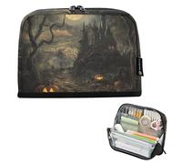 Grandi astucci per matite con cerniera per Halloween Night Spooky Pumpkins Pencil Storage Bag Cute Pen Pouch Girls Floral Organizer Back to School Supplies