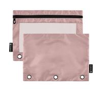 Grandi astucci per matite con finestra trasparente marrone rosato tinta unita puro tessuto tinta unita astuccio grande e robusto 3 fori cartelle perforate per riporre studenti scolastici forniture per