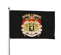 Grandi bandiere con stemma del Belgio, bandiere decorative per esterni 3x5ft Bandiere in 100% poliestere Bandiere esterne per tutte le condizioni atmosferiche, il colore è brillante e facile da sbiad