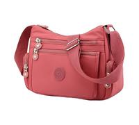 Grandi borse a tracolla | Borsa a tracolla da donna in nylon con cerniera regolabile - Organizer con cerniera alla moda per viaggi d'affari e scuola, Colore: rosa., descrizione