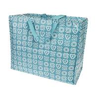 Borsa portaoggetti con cerniera di grandi dimensioni, forte e resistente, 55 x 48 x 28 cm, 70 l, disponibile in vari motivi (blu con simboli dell’amicizia)