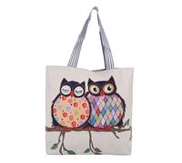 Grandi borse in tela di cotone, 16,9 x 15,3 pollici, con tasca interna, in tessuto stampato, con 2 manici, in cotone, borsa a tracolla in tela, gufo