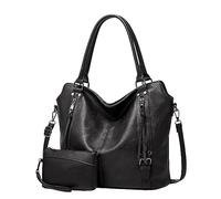 Grandi Borse Per Le Donne PU Borse A Tracolla Borse A Tracolla Borse A Tracolla Moda Donna Borsa A Tracolla Casual Borsa Morbida Borsa Da Donna Nove Borse, Nero , Taglia unica