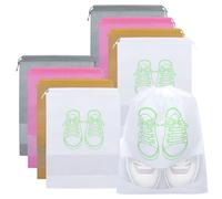 Grandi borse per scarpe da viaggio, 8 pezzi, portatili, con coulisse, antipolvere, con slot trasparente, organizer per scarpe per uso quotidiano e da viaggio, Bianco+grigio+rosa+kaki, Classico