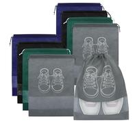 Grandi borse per scarpe da viaggio, 8 pezzi, portatili, con coulisse, antipolvere, con slot trasparente, organizer per scarpe per uso quotidiano e da viaggio, Nero+blu navy+verde+grigio, Classico