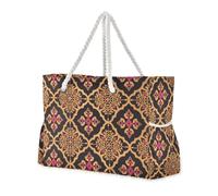 Grandi borse tote piatte geometriche color pesca oro a prova di sabbia con tasche laterali Borsa da viaggio Beach con tasche con cerniera
