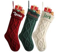 Grandi calze natalizie personalizzate, con nome ricamato, grandi, lavorate a maglia, per camino, scale, finestre, decorazioni per feste di compleanno (4 pezzi)