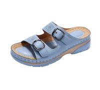 Grandi cantieri di pantofole da donna in Europa e negli Stati Uniti, spessa una parola con fibbia per cintura, sandali casual da donna sexy sandali tacchi, Azzurro, 39 EU