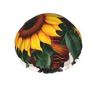 Grandi cappelli da doccia con stampa girasole e rosa, con fascia elastica, doppio strato impermeabile per donne uomini e bambini